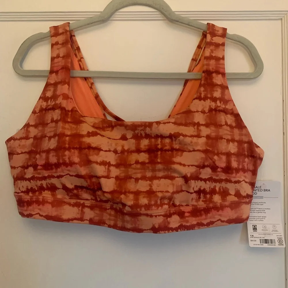 NWT Athleta Exhale Printed Tie-Dye Bra in Size 1X Cup Size D-DD.